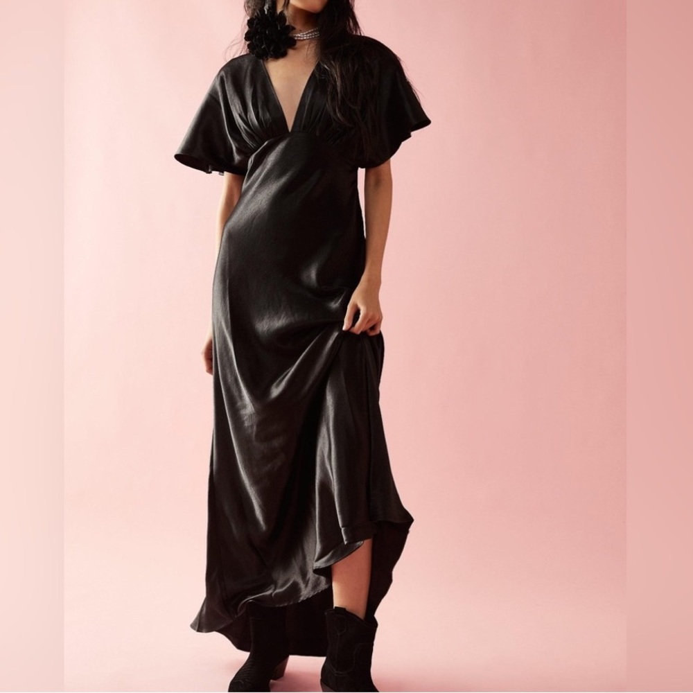 Free People Beatrice maxi dress size 4 black party holiday cocktail